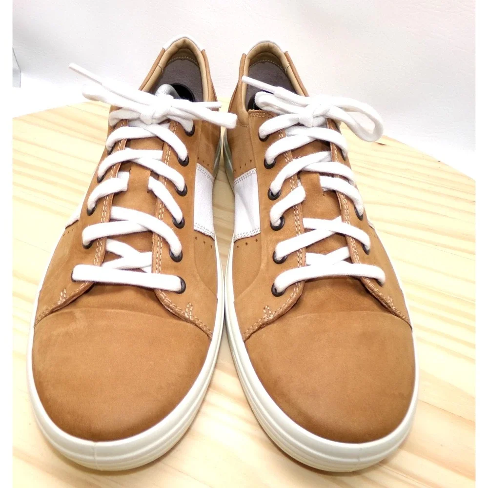 Ecco Soft 7 Sneakers Mens Cashmere Size 12 Leather Casual Comfort Lace Up
